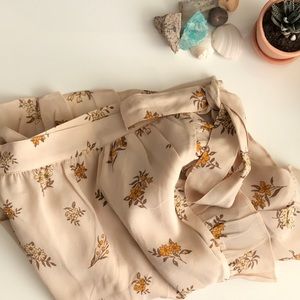 Madewell Floral Tie Waist Silk Skirt